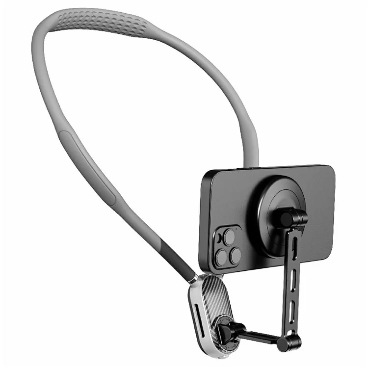 SCS-NH005 Magnetic Phone Neck Mount Neck Phone Holder POV / Vlog Selfie Mount, (Version Étendue) - Gris