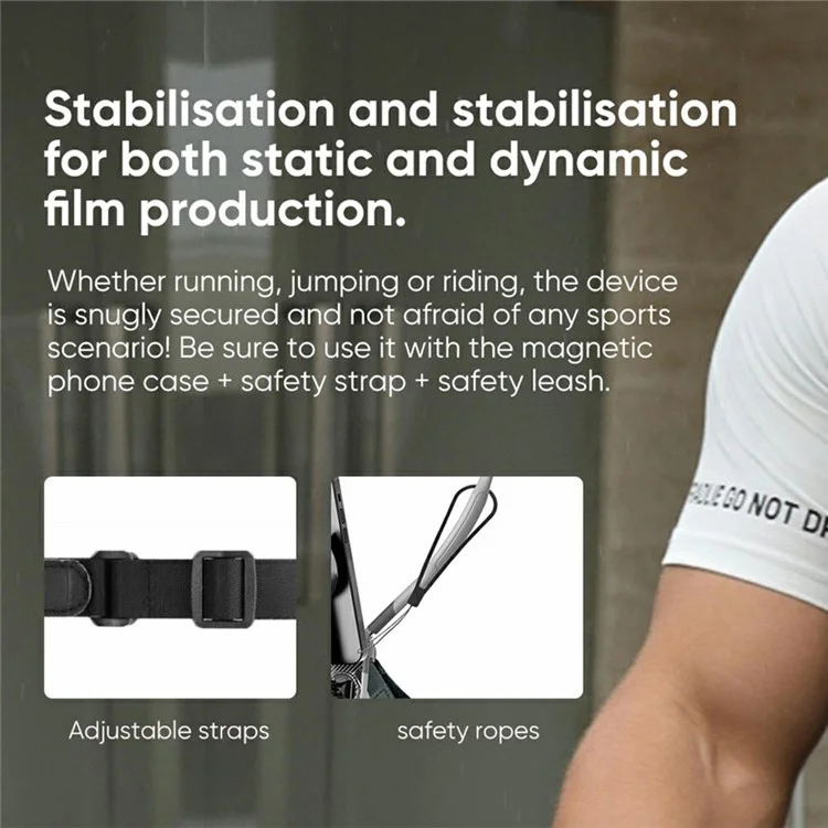 SCS-NH005 Magnetic Phone Neck Mount Neck Phone Holder POV / Vlog Selfie Mount, (Version Étendue) - Gris