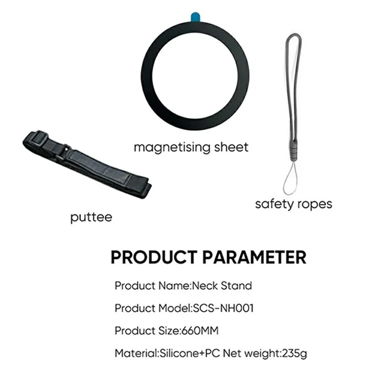 SCS-NH001 Magnetic Neck Phone Phone Rotación de 360 ​​grados POV Free Pov Flexible Telep Monte de Cuello