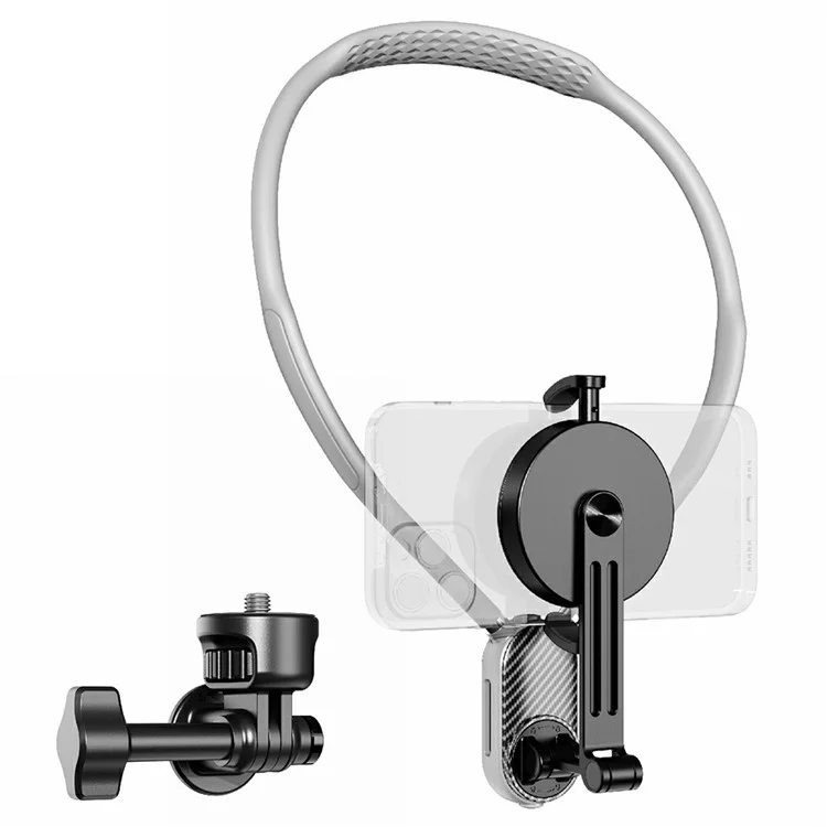 SCS-NH001 Magnetic Neck Holder with Phone Clip, 1 / 4 Adapter for Action Camera, Phone, Hands Free Neck Mount