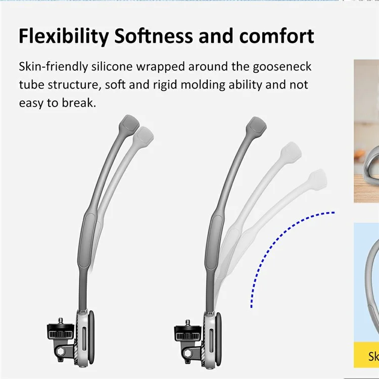 SCS-NH001 Magnetic Neck Holder with Phone Clip, 1 / 4 Adapter for Action Camera, Phone, Hands Free Neck Mount