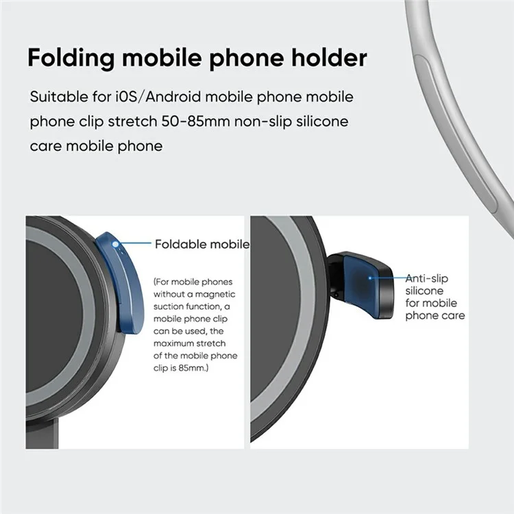 SCS-NH001 Magnetic Neck Holder with Phone Clip, 1 / 4 Adapter for Action Camera, Phone, Hands Free Neck Mount
