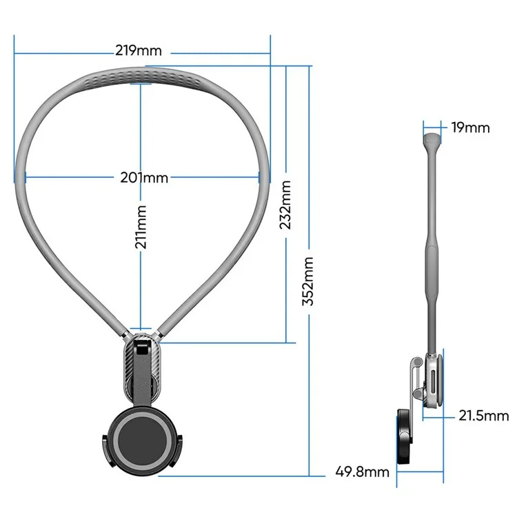SCS-NH001 Magnetic Neck Holder with Phone Clip, 1 / 4 Adapter for Action Camera, Phone, Hands Free Neck Mount