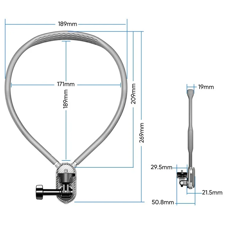 SCS-NH001 Magnetic Neck Holder with Phone Clip, 1 / 4 Adapter for Action Camera, Phone, Hands Free Neck Mount