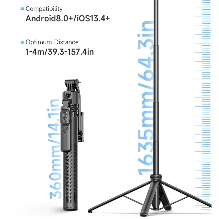 C17 Smart AI Tracking Anti-Shake Gimbal Tripod Selfie Stick Quad-Leg Stand with Single Fill Light
