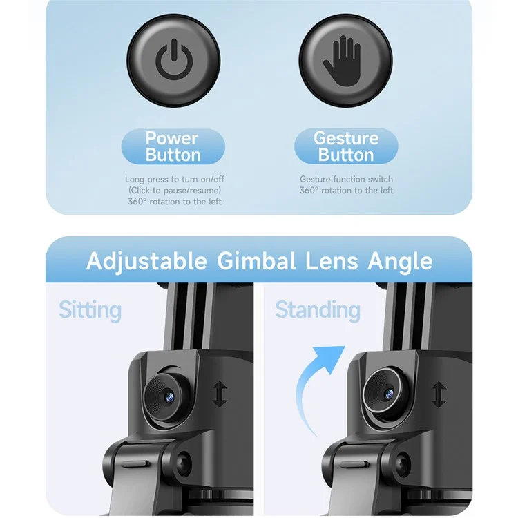 C17 Smart AI Tracking Anti-Shake Gimbal Tripod Selfie Stick Quad-Leg Stand with Single Fill Light