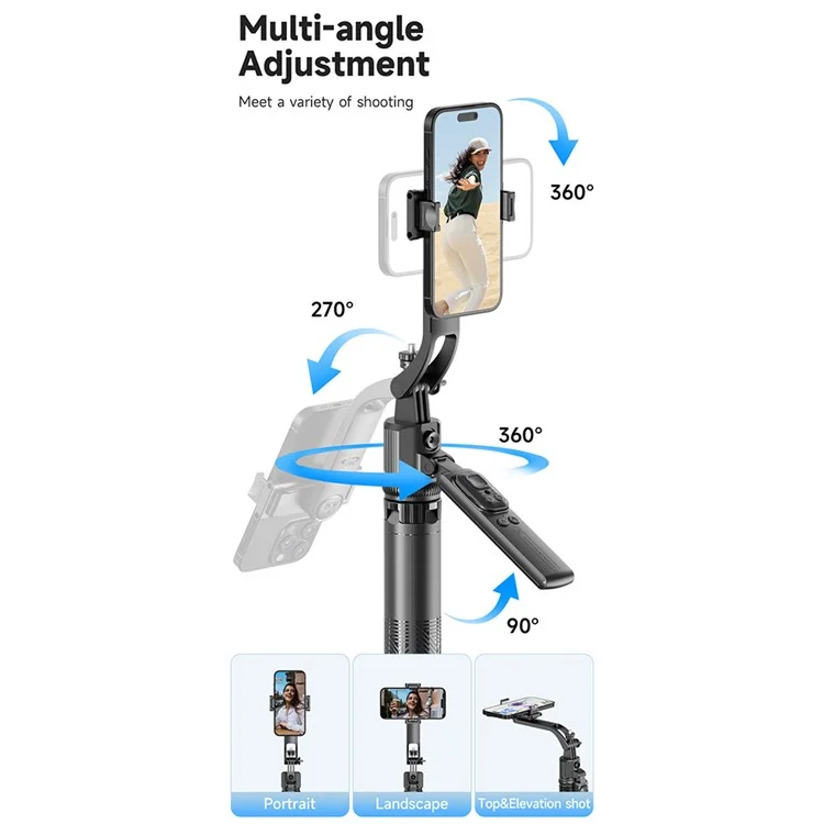 C17 Smart AI Tracking Anti-Shake Gimbal Tripod Selfie Stick Quad-Leg Stand with Single Fill Light