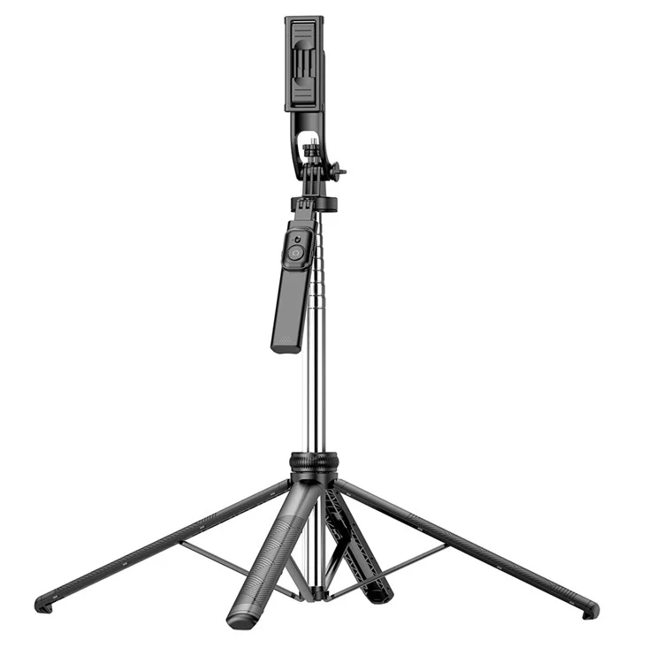 C19 1810mm 8-section Extendable Panoramic 4-Leg Tripod Stand Folding Selfie Stick for Streaming and Vlogging