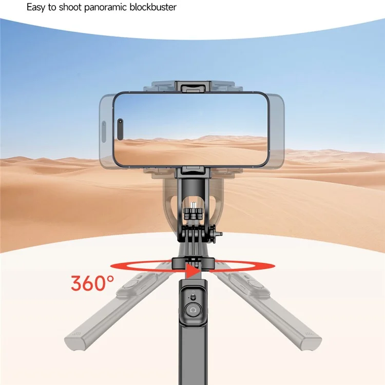 C19 1810mm 8-section Extendable Panoramic 4-Leg Tripod Stand Folding Selfie Stick for Streaming and Vlogging