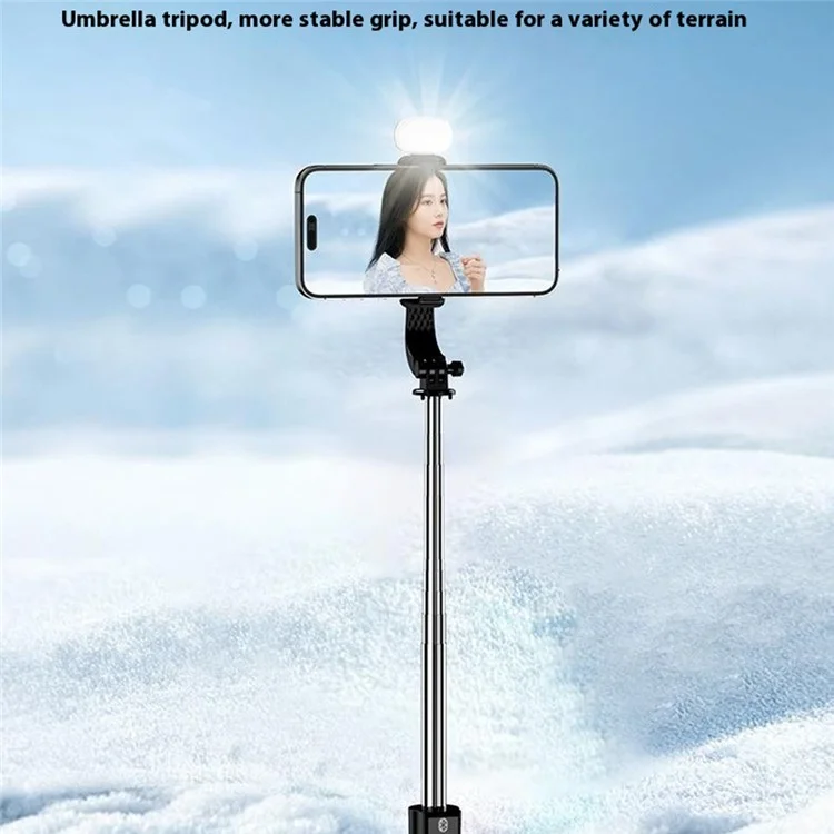 Z165S 1.7m Handheld Bluetooth-compatible Selfie Stick Extendable Phone Stand Tripod with Light Remote Control - Black