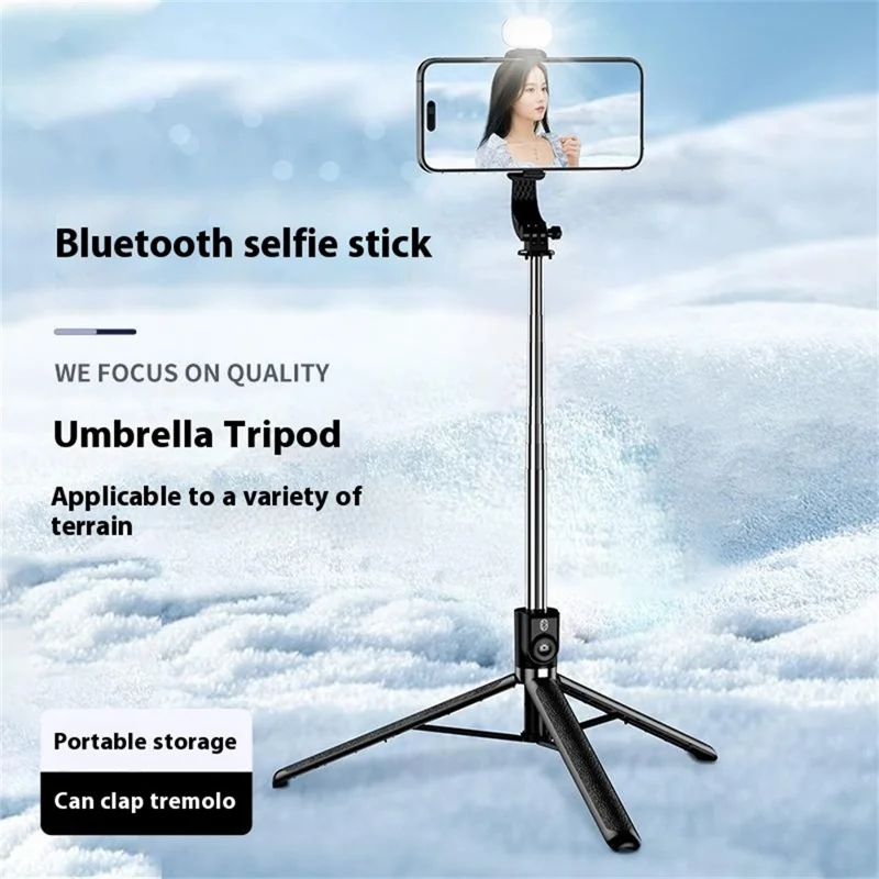 Z165 1.7m Wireless Bluetooth-compatible Selfie Stick Handheld Portable Phone Tripod, without Light - Pink