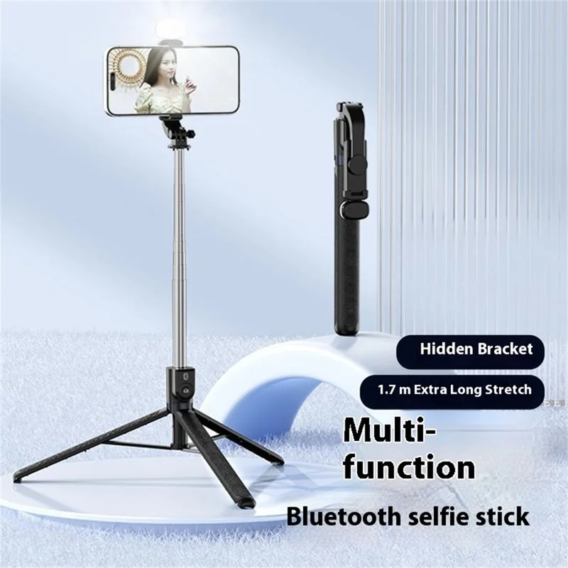 Z165 1.7m Wireless Bluetooth-compatible Selfie Stick Handheld Portable Phone Tripod, without Light - Pink