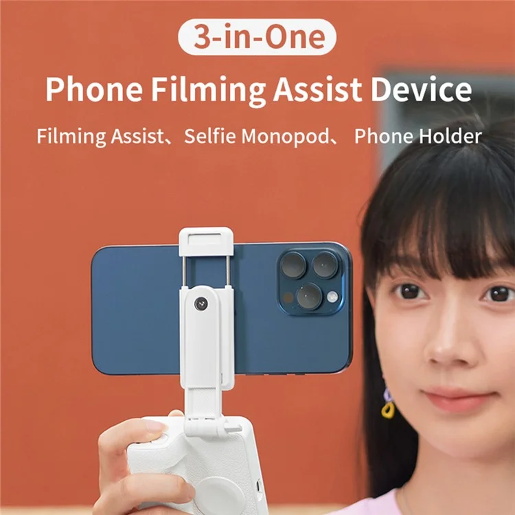 E6 Disparador remoto Bluetooth de liga de alumínio, bastão de selfie extensível de 52 cm - Branco