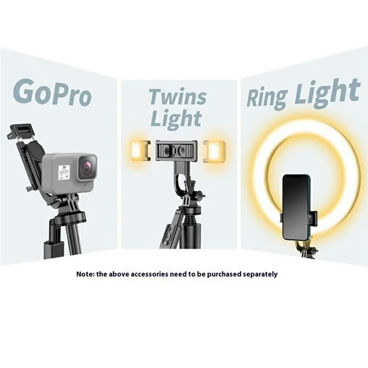 L16 2 In 1 Extendable Bluetooth-compatible Selfie Stick for Live Streaming Folding Tripod Stand