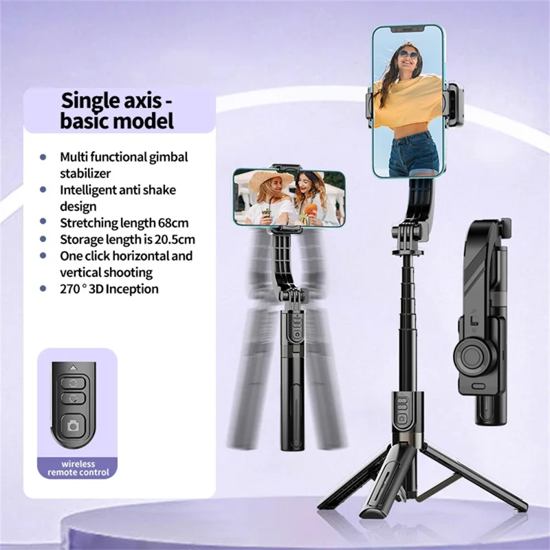 C08 Universal Smartphone Anti Shake Stabilizer Selfie Stick Telescopic Tripod Stand ( Advanced Version ) - Black+Tarnish
