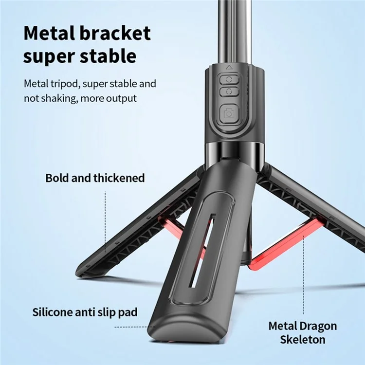 C10 Handheld Phone Stabilizer Gimbal AI Face Tracking Vlog Live Streaming Selfie Stick with 2 Fill Lights - Black+Red