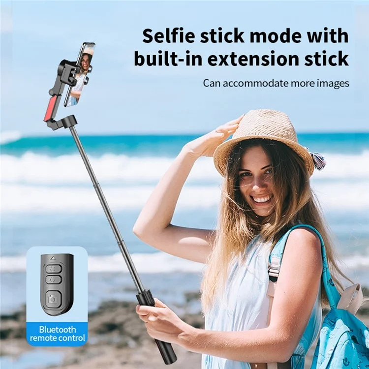 C10 Handheld Phone Stabilizer Gimbal AI Face Tracking Vlog Live Streaming Selfie Stick with 2 Fill Lights - Black+Red