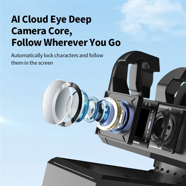 Stabilizzatore a mano C10 Gimbal per smartphone con tracciamento facciale AI, per vlog, live streaming e selfie - Grigio scuro
