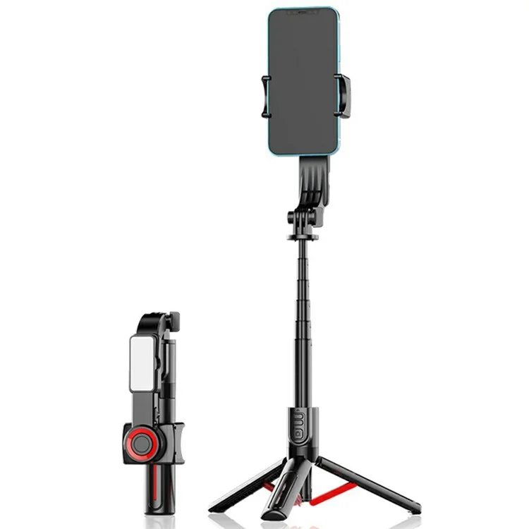 C09 Multifunction Selfie Stick Gimbal Stabilizer for Smartphones Tripod Stand with Magnetic Fill Light - Red  /  Black