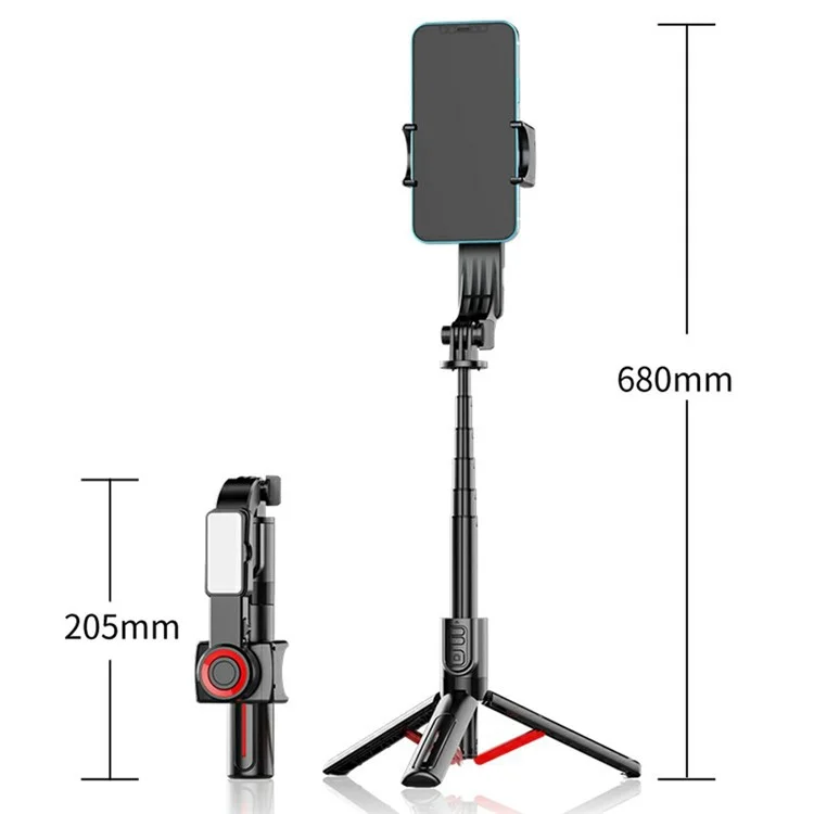 C09 Multifunction Selfie Stick Gimbal Stabilizer for Smartphones Tripod Stand with Magnetic Fill Light - Red  /  Black