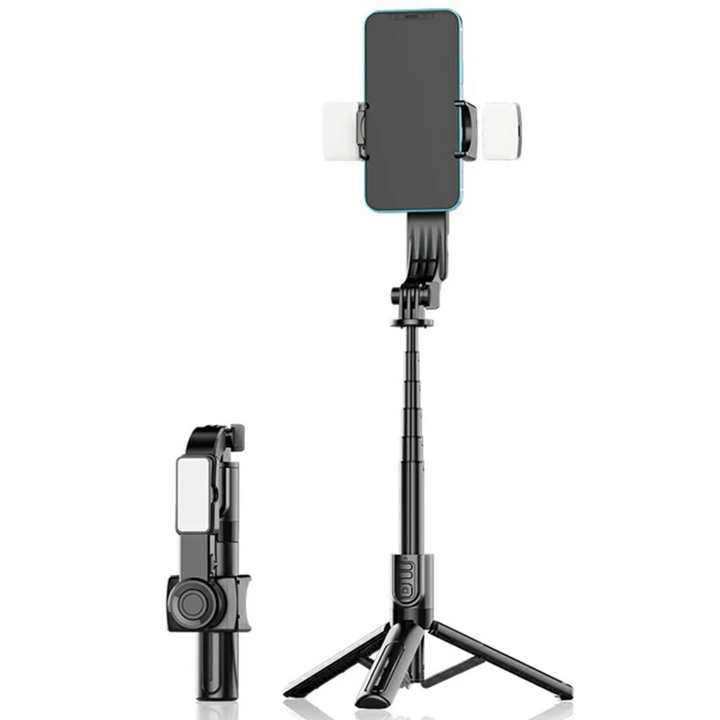 C09 Gimbal Stabilizer Selfie Stick with Dual Fill Light for Smartphones Anti Shake Single Axis Stabilizer - Black