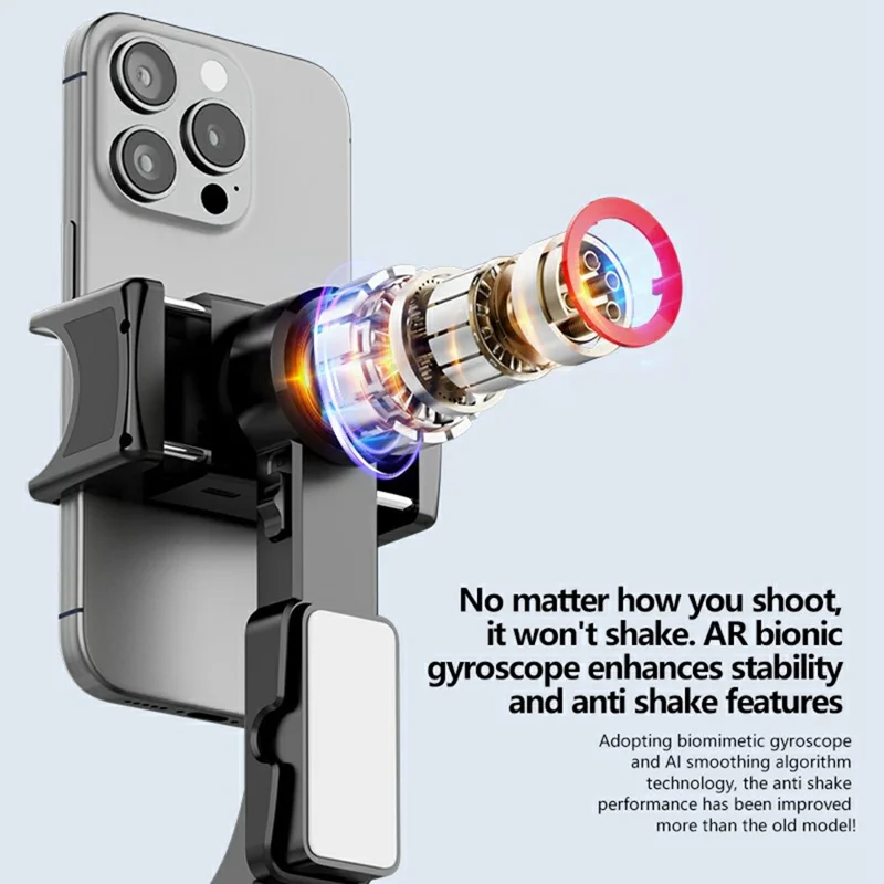 C09 Gimbal Stabilizer Selfie Stick with Dual Fill Light for Smartphones Anti Shake Single Axis Stabilizer - Black