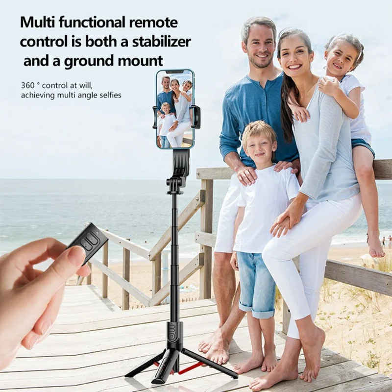 C09 Gimbal Stabilizer Selfie Stick with Dual Fill Light for Smartphones Anti Shake Single Axis Stabilizer - Black