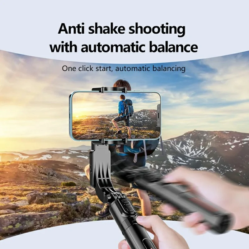 C09 Gimbal Stabilizer Selfie Stick with Dual Fill Light for Smartphones Anti Shake Single Axis Stabilizer - Black