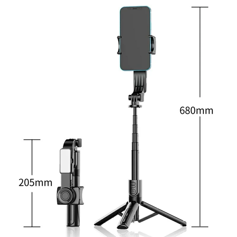 C09 Gimbal Stabilizer Selfie Stick with Dual Fill Light for Smartphones Anti Shake Single Axis Stabilizer - Black