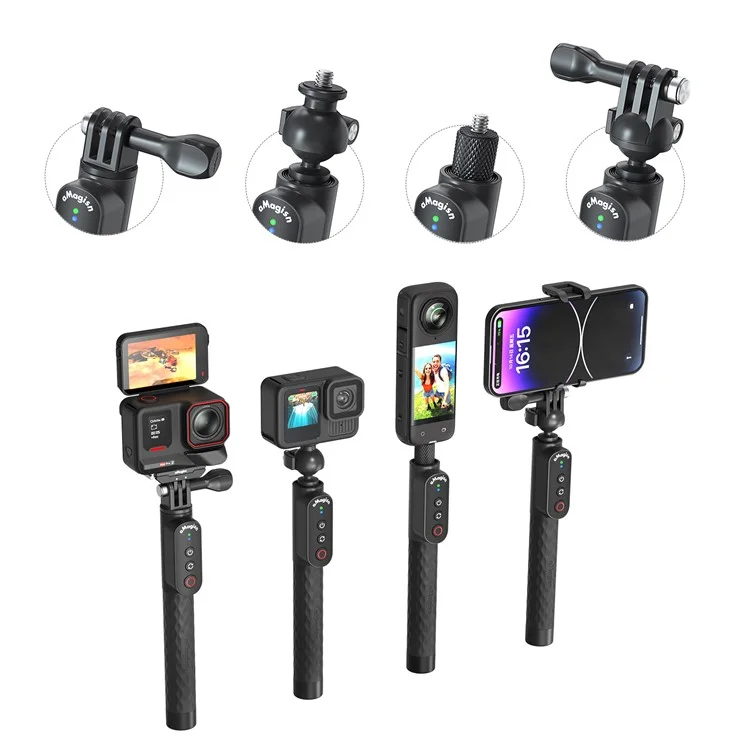 AMSIGN Bluetooth-Fernauslöser Selfie-Stick 1m ausziehbarer Selfie-Stick für Action-Kamera Smartphone - 1/4 Zoll Schraube
