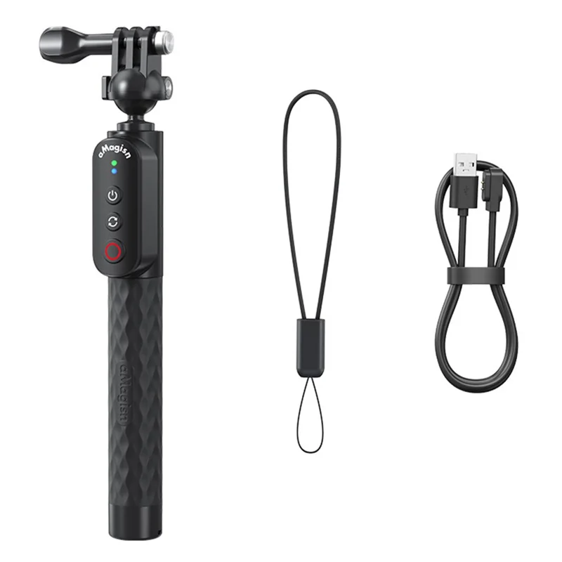 AMAGISN Bluetooth-compatible Remote Selfie Stick 1m Retractable Selfie Stick for Action Camera Phone - Ball Head + Three Prong