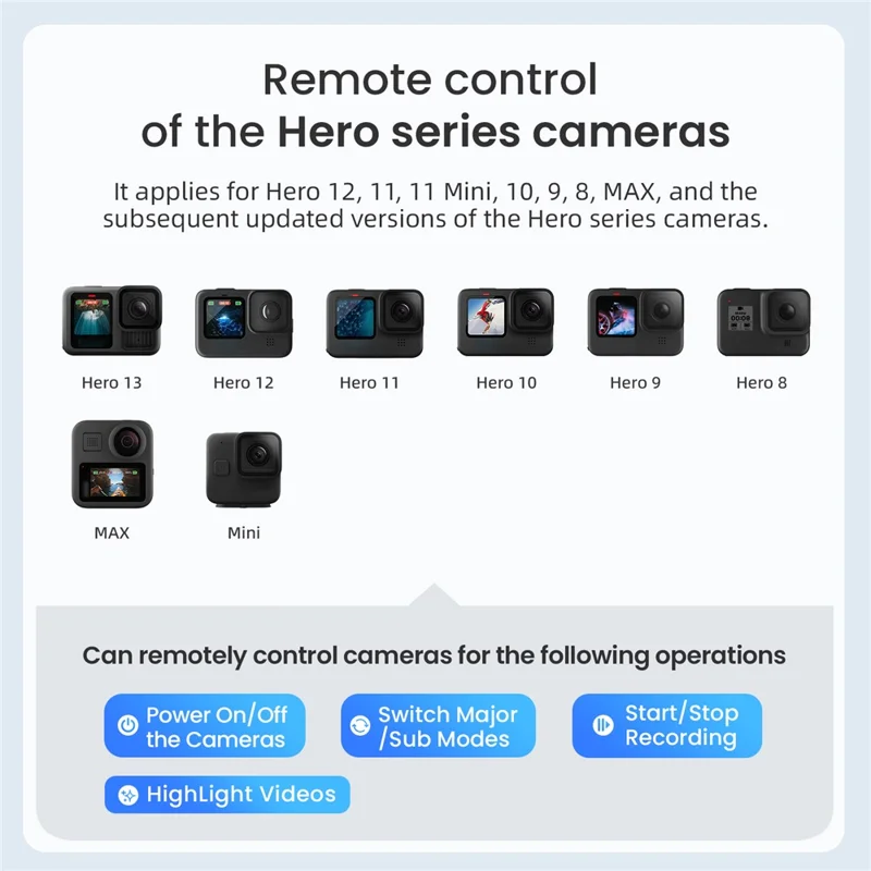 AMAGISN Bluetooth-compatible Remote Selfie Stick 1m Retractable Selfie Stick for Action Camera Phone - Ball Head + Three Prong