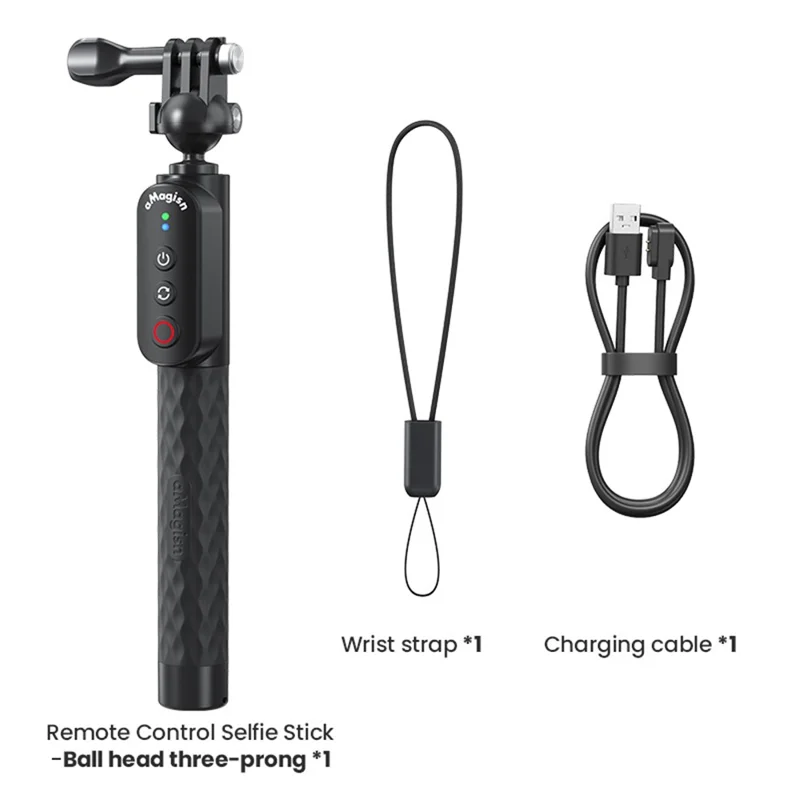 AMAGISN Bluetooth-compatible Remote Selfie Stick 1m Retractable Selfie Stick for Action Camera Phone - Ball Head + Three Prong