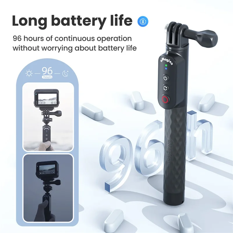 AMAGISN Bluetooth-compatible Remote Selfie Stick 1m Retractable Selfie Stick for Action Camera Phone - Ball Head + Three Prong
