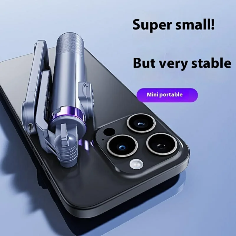 A07 Mini Bluetooth-compatible Selfie Stick with Dual Fill Lights Cell Phone Metal Tripod Stand - Black