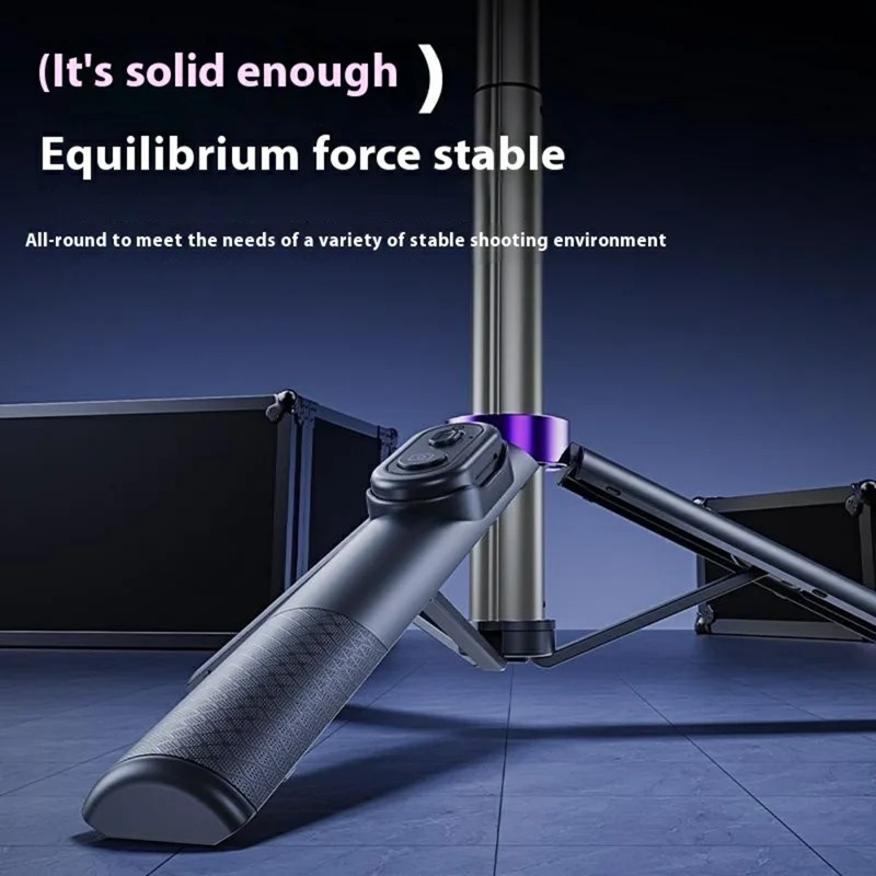 A07 Mini Bluetooth-compatible Selfie Stick with Dual Fill Lights Cell Phone Metal Tripod Stand - Black