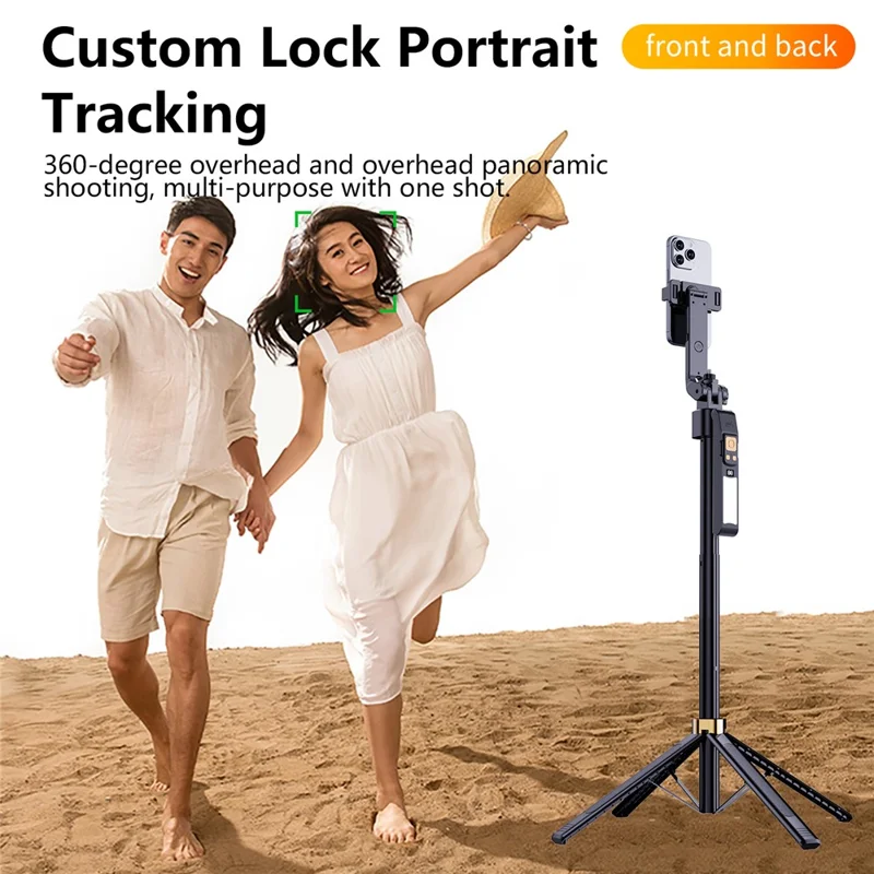 CL12-P 1,8 m Teleskop-Selfie-Stick KI-Smart-Tracking Gimbal-Stativ mit Aufhelllicht für Livestreaming - Schwarz