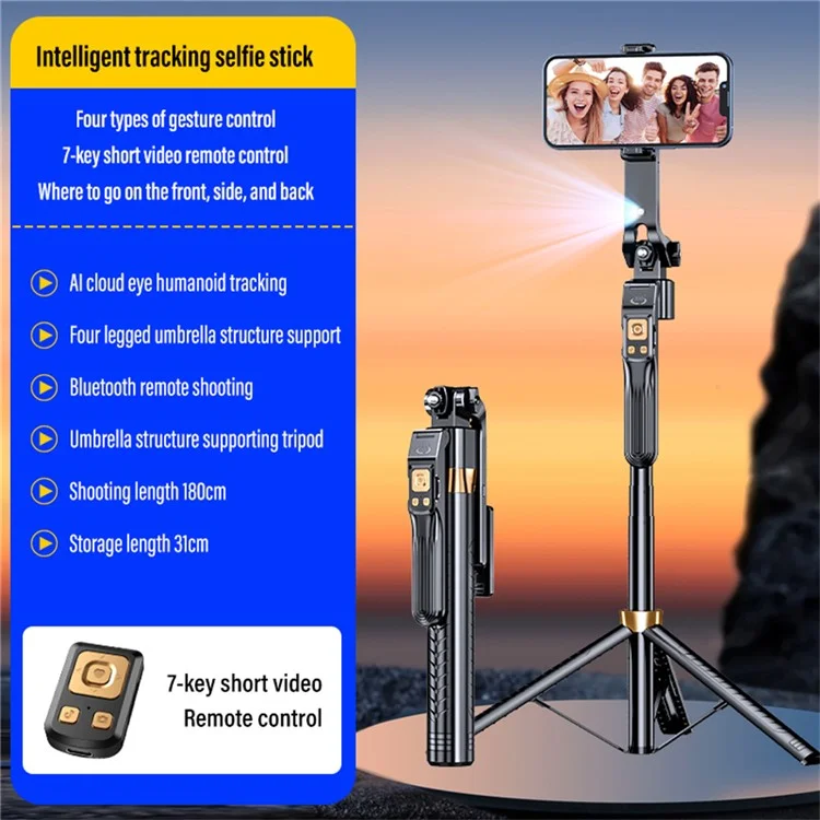 CL11 AI Suporte para Transmissão ao Vivo com Rastreamento Inteligente, Gimbal, Tripé e Bastão de Selfie Bluetooth