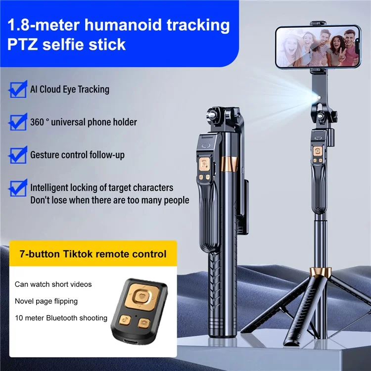 CL11 AI Suporte para Transmissão ao Vivo com Rastreamento Inteligente, Gimbal, Tripé e Bastão de Selfie Bluetooth