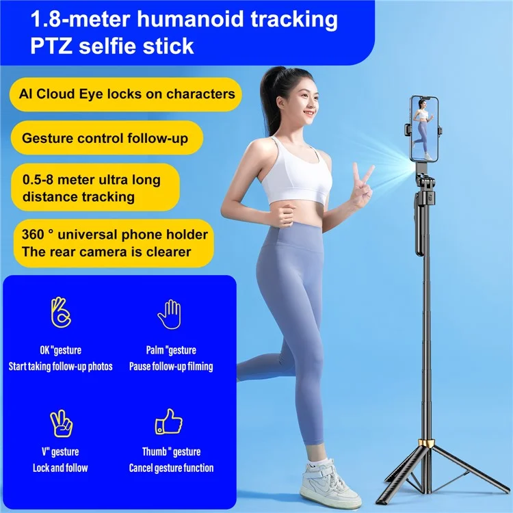 CL11 AI Suporte para Transmissão ao Vivo com Rastreamento Inteligente, Gimbal, Tripé e Bastão de Selfie Bluetooth