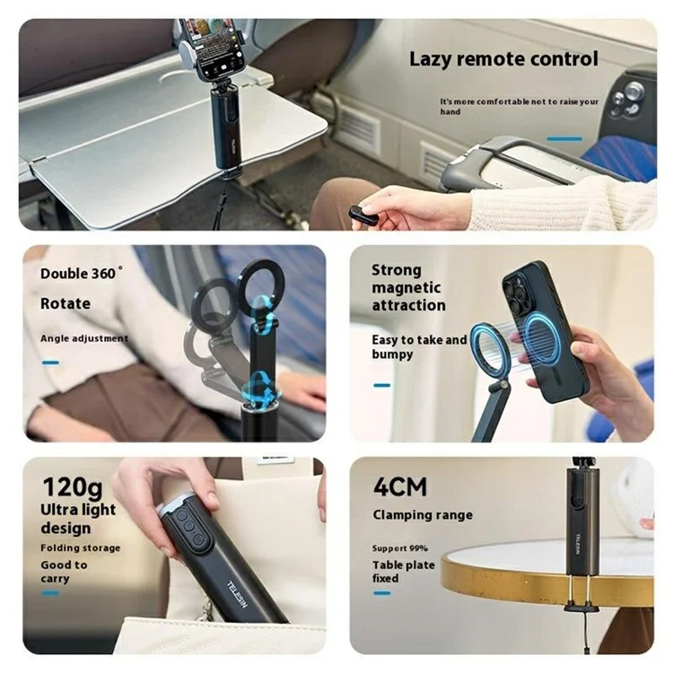 Soporte de Montaje con Control Remoto TELESIN P1-HSS-02 para Grabación de Vídeo de Vlogging - Tipo Magnético