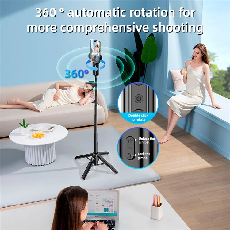 CL18 1.5m AI Tracking Selfie Stick Face Follow Smart Four-Legged Floor Stand for Video Recording Live Streaming