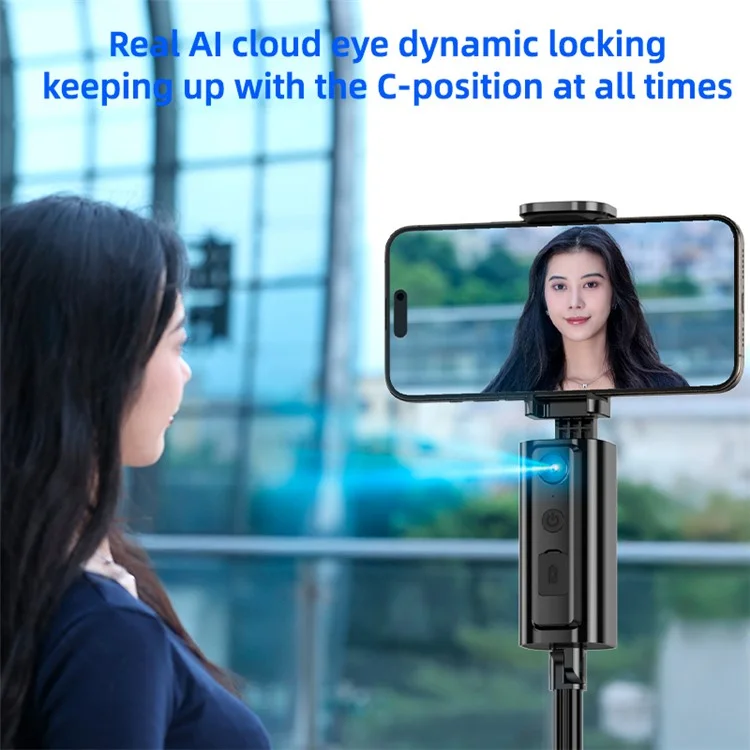 CL18 1.5m AI Tracking Selfie Stick Face Follow Smart Four-Legged Floor Stand for Video Recording Live Streaming