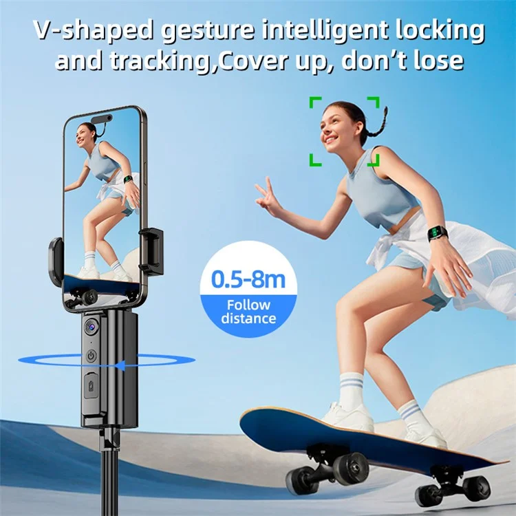 CL18 1.5m AI Tracking Selfie Stick Face Follow Smart Four-Legged Floor Stand for Video Recording Live Streaming