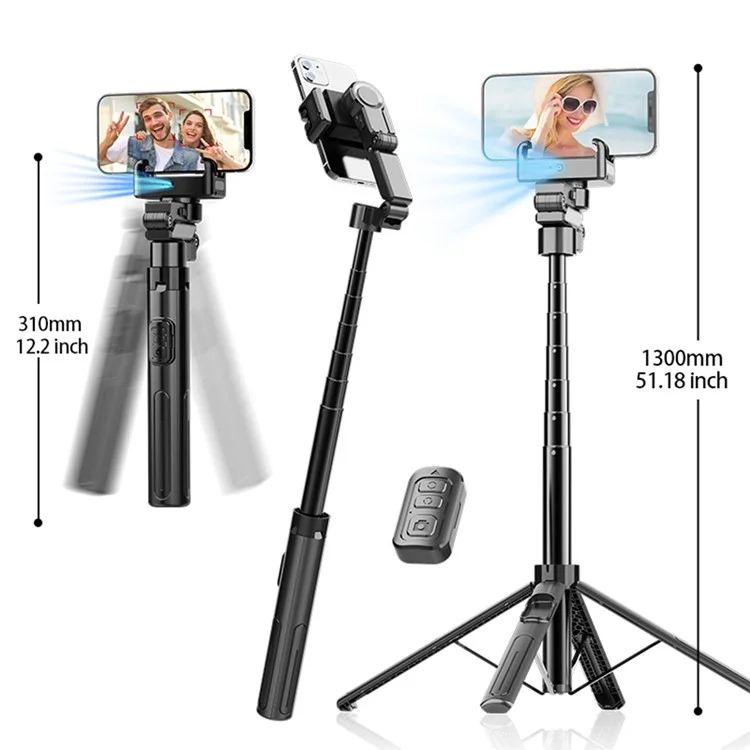 C16 AI Auto Tracking Selfie Stick Phone Bluetooth-Compatible Remote Control Shooting Stand with 2 Fill Lights