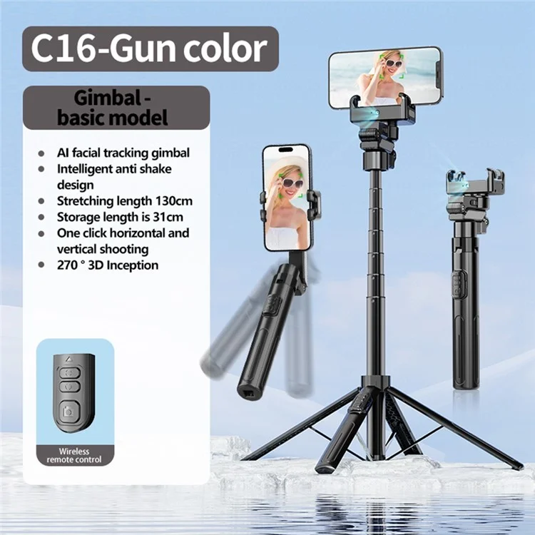 C16 AI Auto Tracking Selfie Stick Smartphone Bluetooth-Compatible Remote Control Shooting Stand