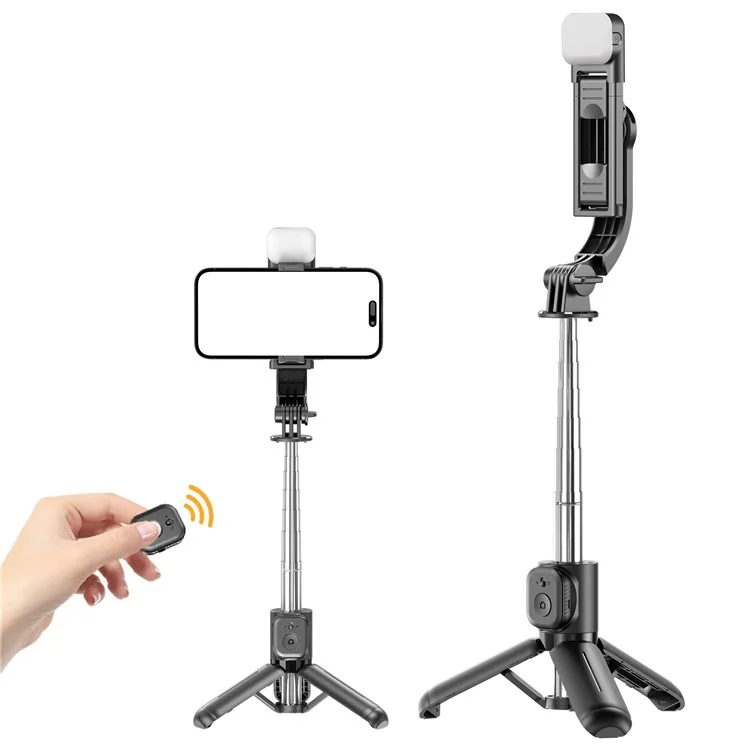 Q21S Mini Detachable Bluetooth-Compatible Selfie Stick Smartphones Extendable Tripod Stand with Fill Light