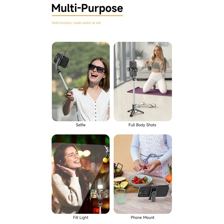 Q21S Mini Detachable Bluetooth-Compatible Selfie Stick Smartphones Extendable Tripod Stand with Fill Light