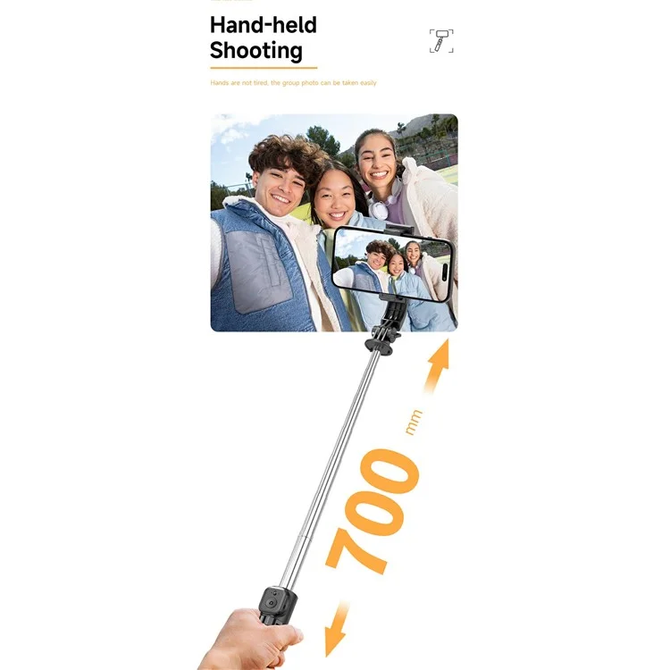 Q21S Mini Detachable Bluetooth-Compatible Selfie Stick Smartphones Extendable Tripod Stand with Fill Light