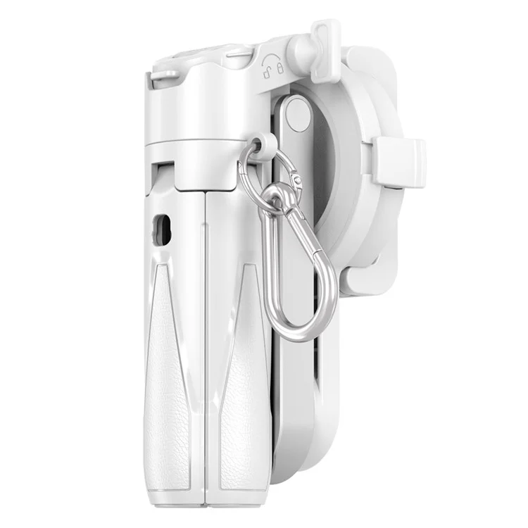 P15-C 2 In 1 Magnetic Phone Holder Telescopic Selfie Stick Portable Tripod Stand with Keyring - White